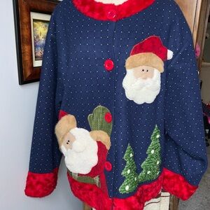 Vintage unbranded ugly Christmas sweater Santa Claus medium jacket